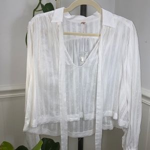 FREE PEOPLE Dobby Dot baby doll cover up XS NEW